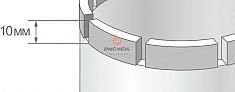Высота сегментов алмазной коронки по бетону с ручной напайкой сегментов Адель BCL Premium