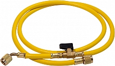 Желтый напорный шланг с шаровым краном для хладагентов R22, R134A, R407C, R404A Rothenberger Plus 1/4 SAE